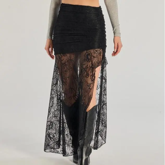 Wholeasela Custom Lace Slit plus size womens skirts.jpg