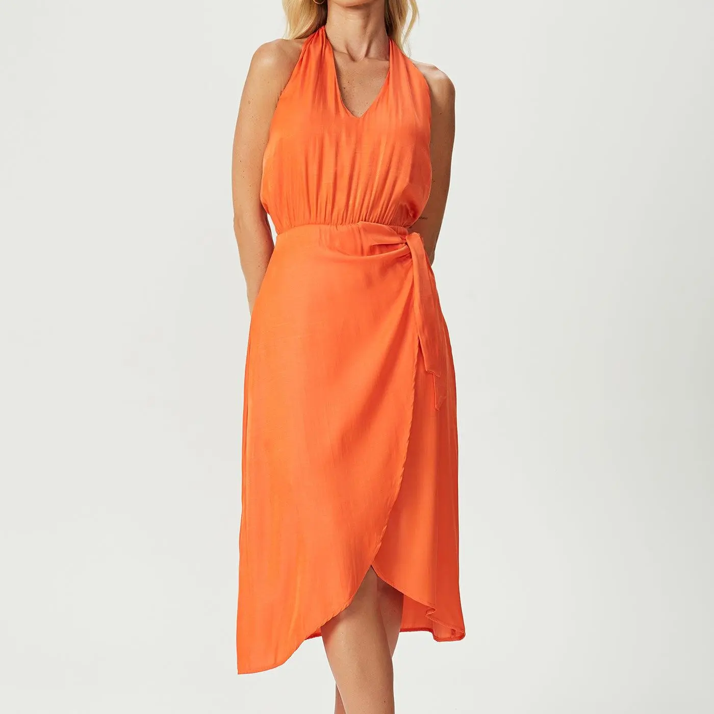 factory custom  satin wrap dress 3