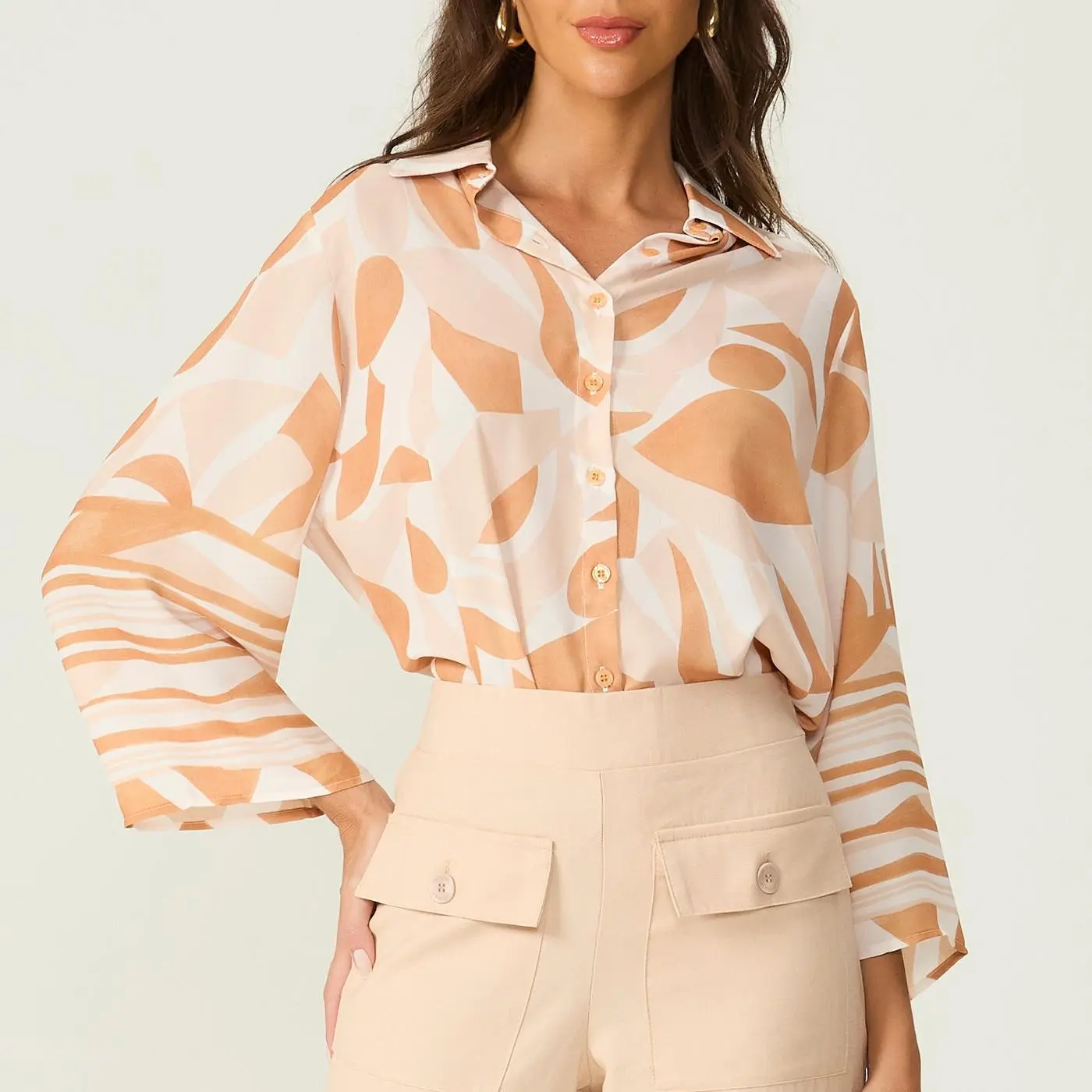Custom Beige Printed Top