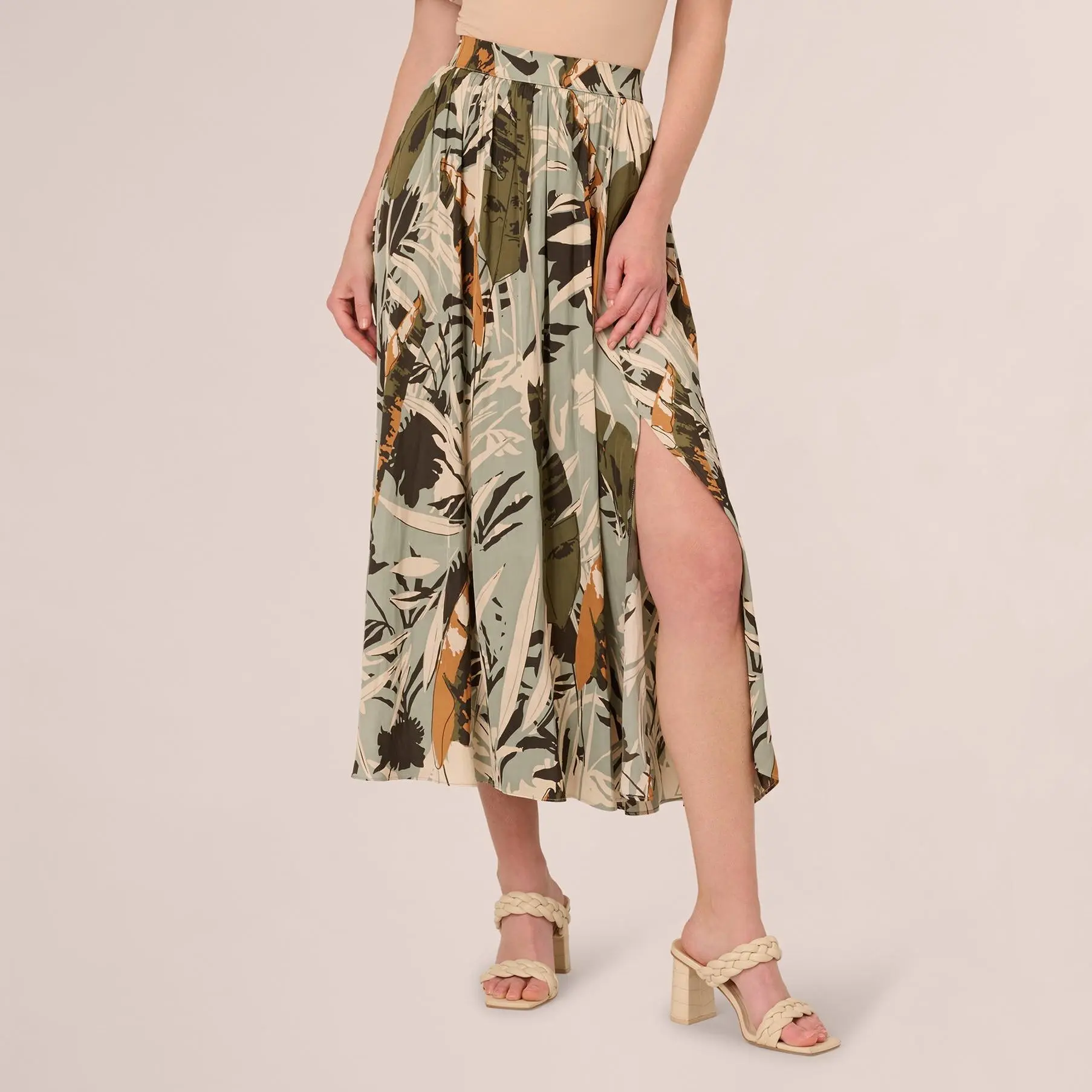 Custom Printed Side Slit A Line Midi Skir (1).jpg