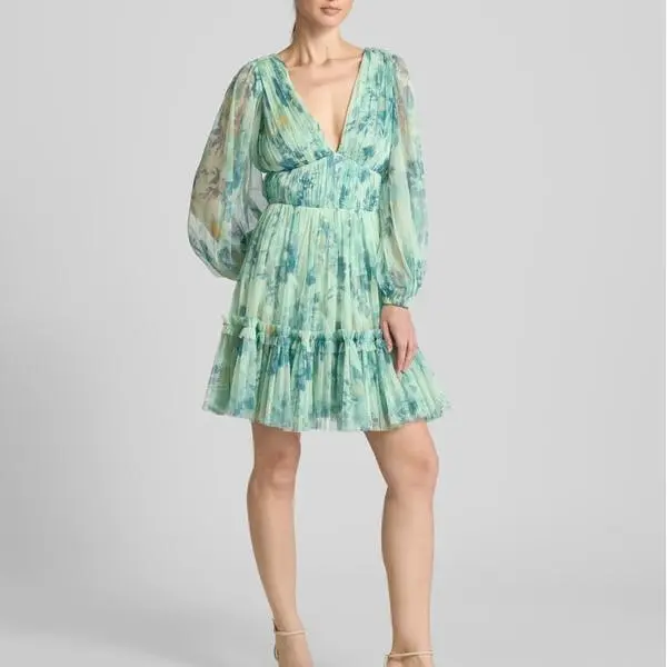 Custom layered cocktail green dress