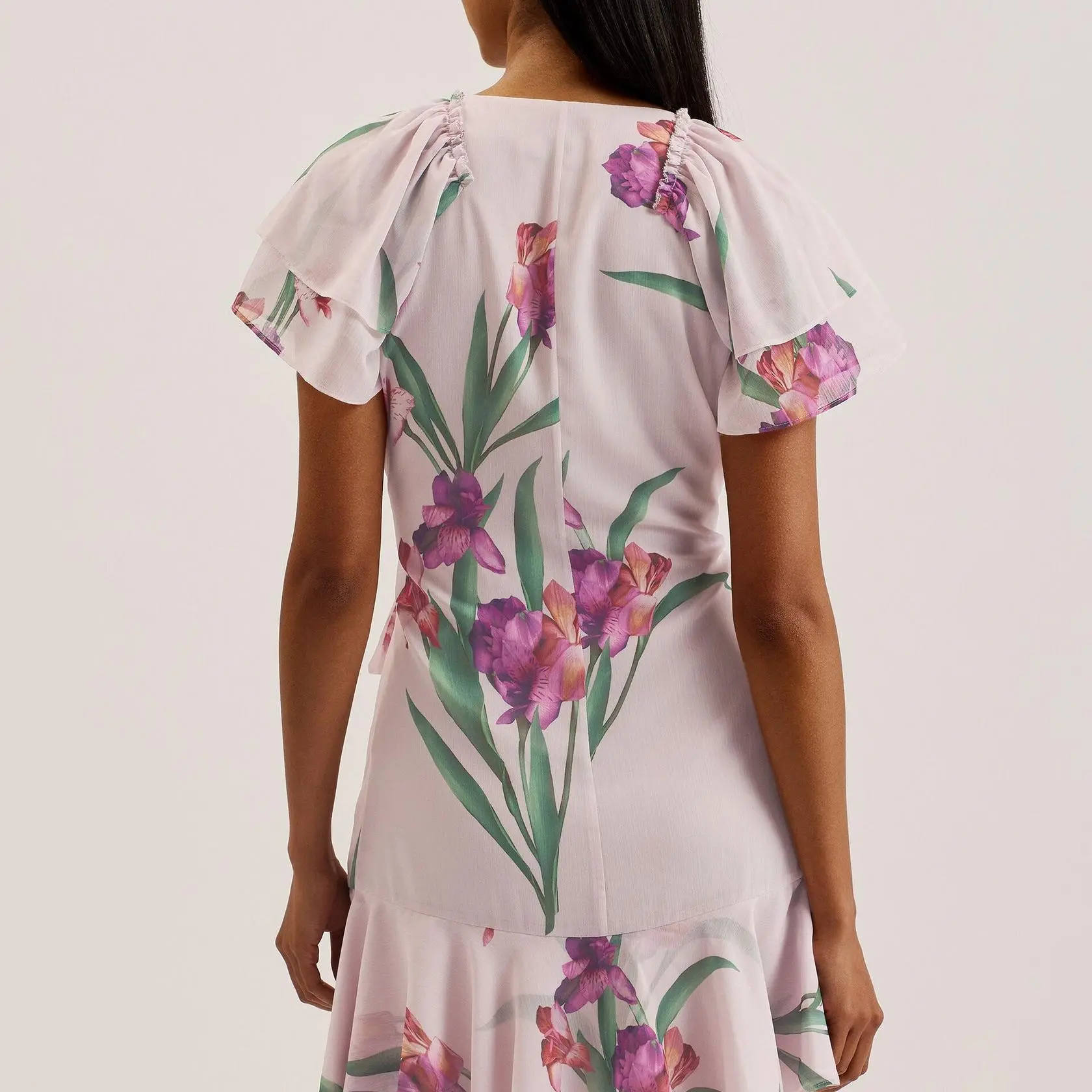 Custom Floral Angel Sleeve Wrap Mini Dress (4).jpg