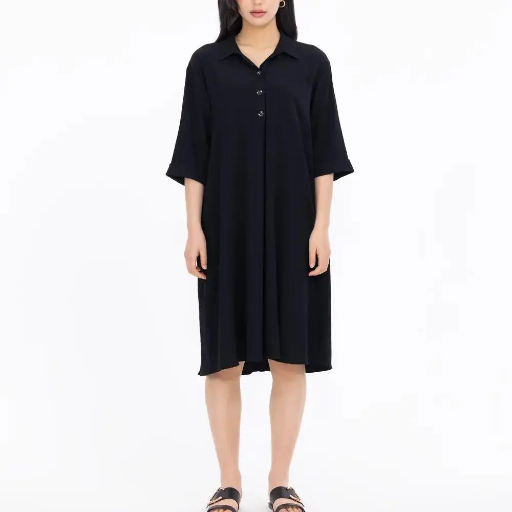 custom woven fabric polo neck dress 3