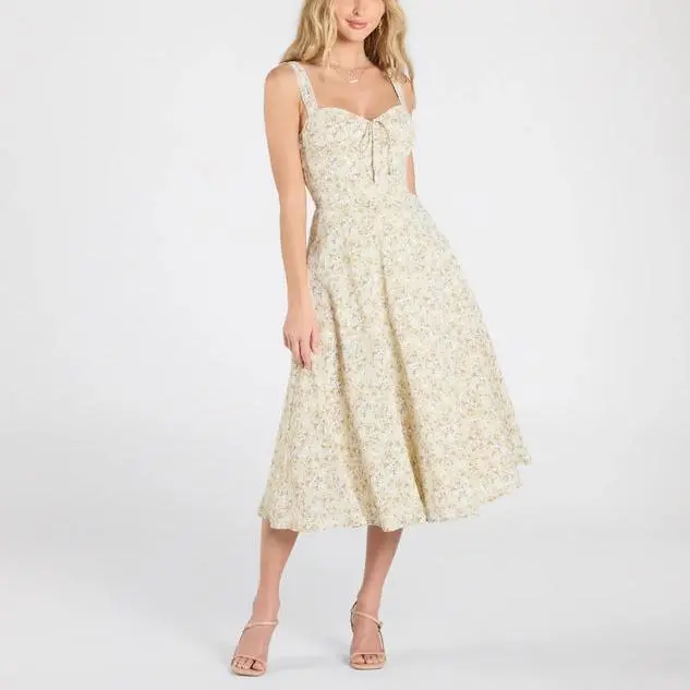 Clothing Manufacturers OEM ODM custom Cutie Floral A-Line Midi Dress