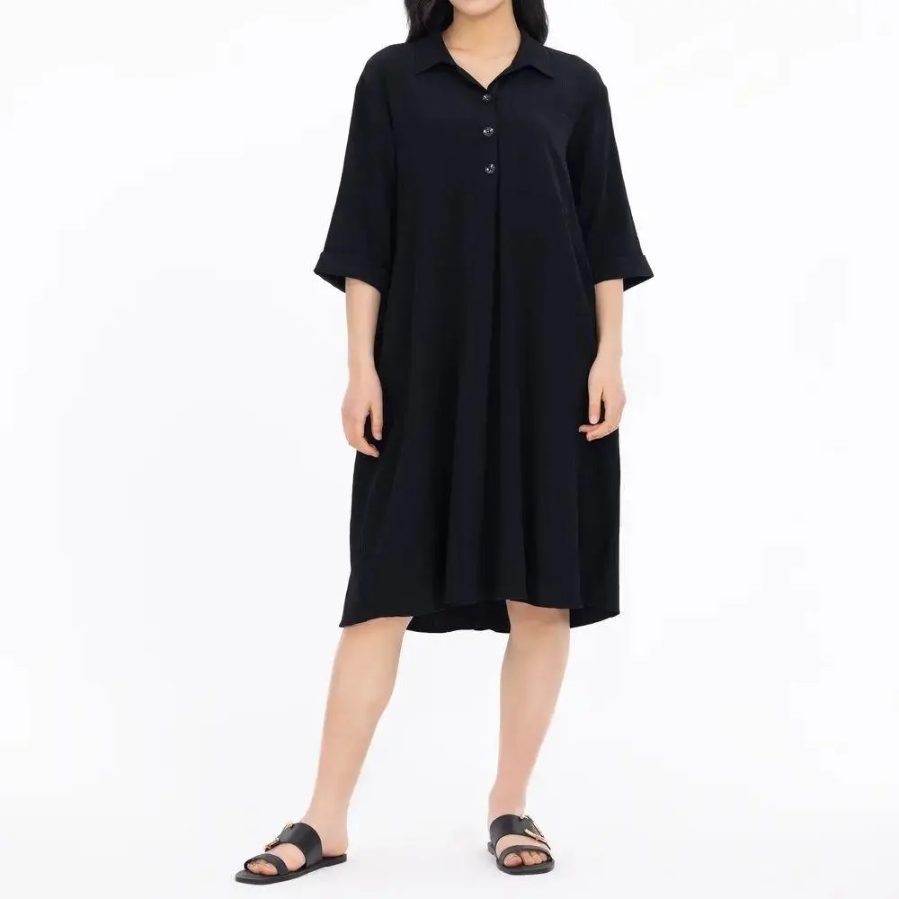 custom woven fabric polo neck dress 5