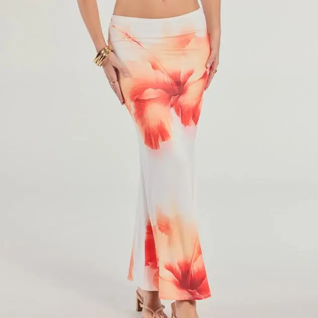 Custom women Floral Sensation High Rise Maxi Skirt.jpg