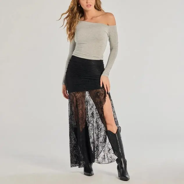 Wholeasela Custom Lace Slit plus size womens skirts.jpg