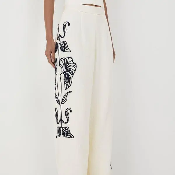 Wholesale 2025 Summer Loose Cotton Linen Simple printing women Long Pants Casual