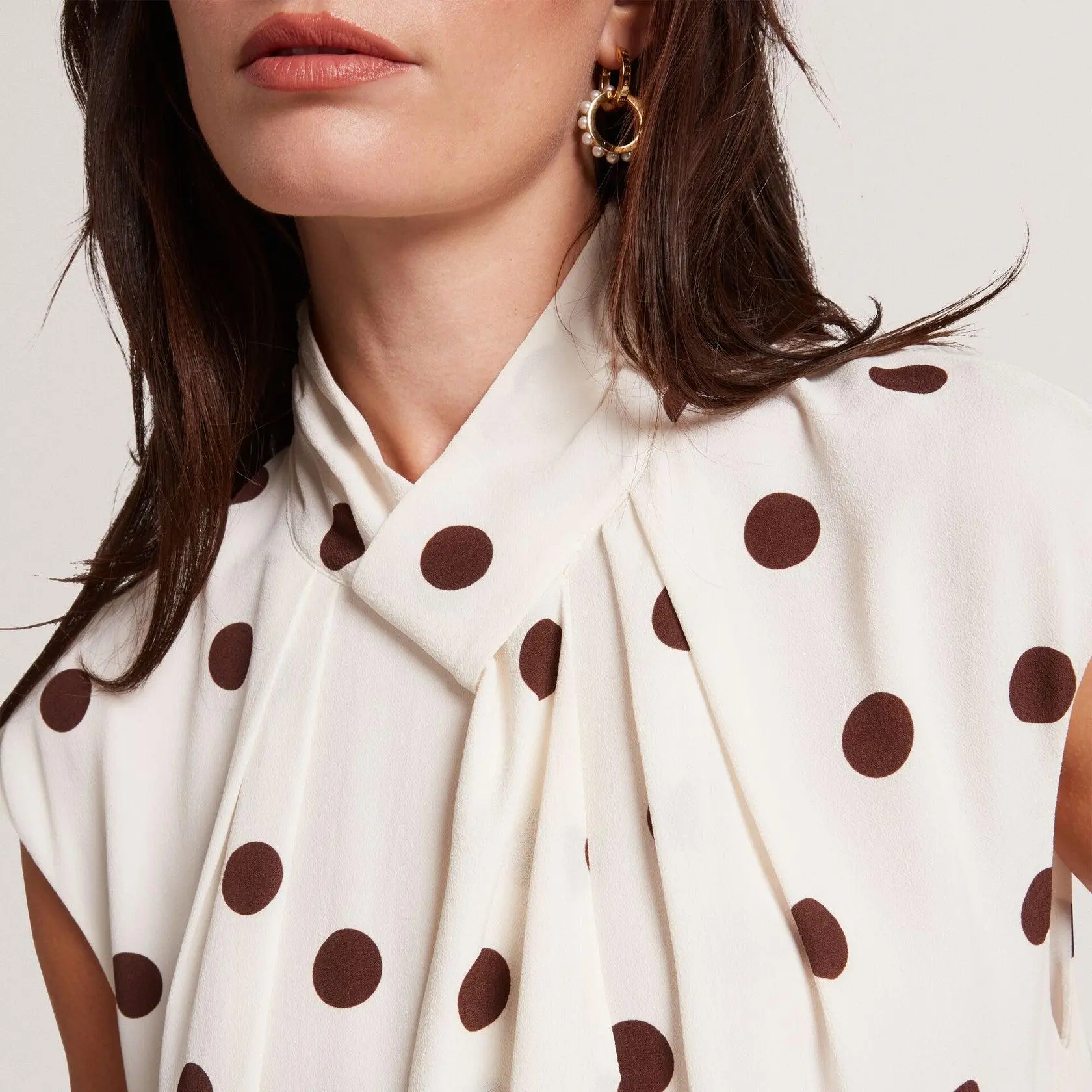 Custom Polka Dot Scarf Neck Mini Shift Dress (4).jpg
