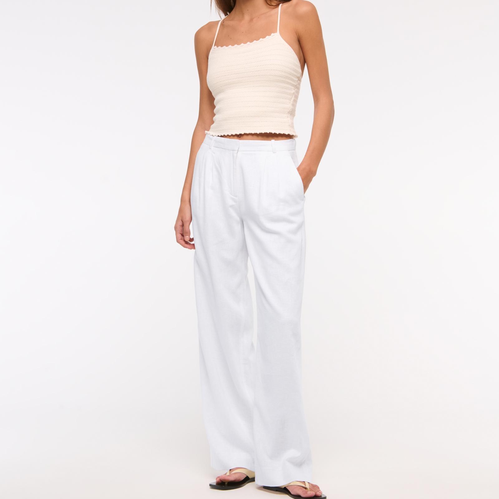 Custom Low Rise Tailored Linen-Blend Pant