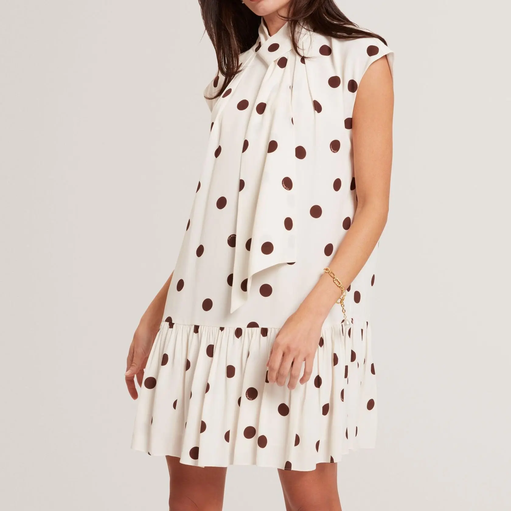 Custom Polka Dot Scarf Neck Mini Shift Dress (1).jpg