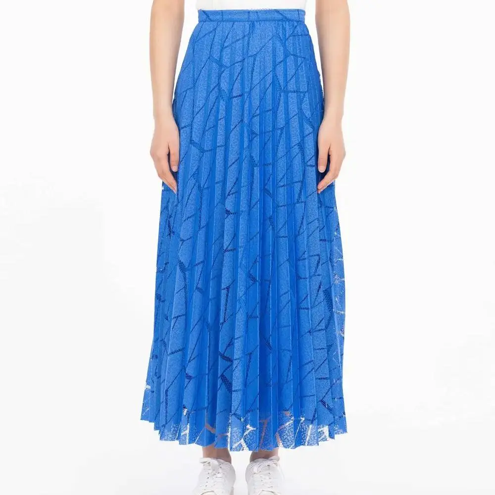 custom lined maxi length pleated skirt